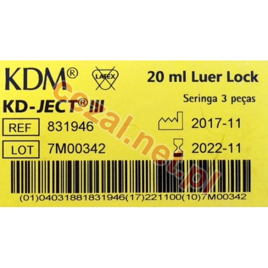 Strzykawka 20 ml KD- JECT III 3 częściowa Luer Lock (ID2486) - Kliknij na obrazek aby go zamknąć