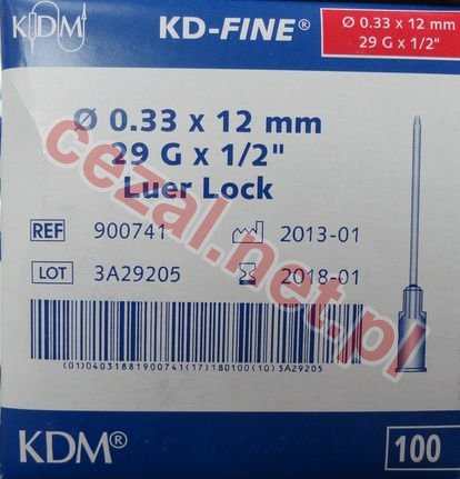Igła KD-FINE jałowa iniekcyjna 29Gx1/2" 0,33x12mm (ID1456) - Kliknij na obrazek aby go zamknąć