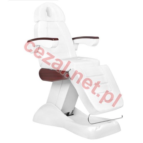 Fotel kosmetyczny elektryczny LUX biały / mahoń (ID3093) - Kliknij na obrazek aby go zamknąć