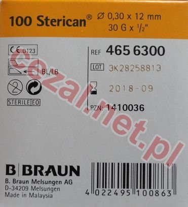 Igła BRAUN STERICAN 30Gx1/2" 0,30x12mm (ID1492) - Kliknij na obrazek aby go zamknąć