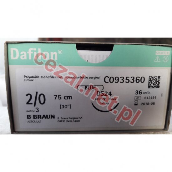 Nici chirurgiczne niewchłanialne Dafilon DS24 2/0 75 cm (ID3449) - Kliknij na obrazek aby go zamknąć