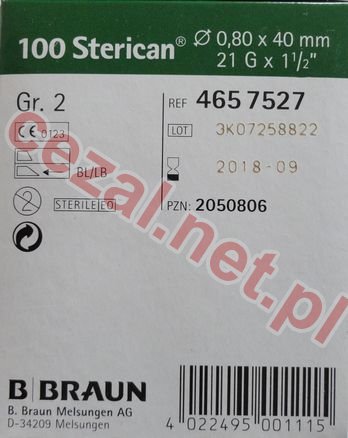 Igła BRAUN STERICAN 21G 0,80x4mm (ID1493) - Kliknij na obrazek aby go zamknąć