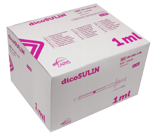Strzykawka insulinowa 1 ml u-40 27g 0,4x13 z igłą DICOSULIN (ID3342) - Kliknij na obrazek aby go zamknąć